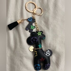 Stylish Black Giraffe Keychain with Multicolor Accents